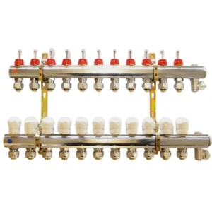 11-kreds manifold 1" x 3/4" m. Flowmåler