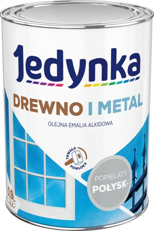 Alkyd-emalje Jedynka Træ og All-metal askegrå blank 0,9 l