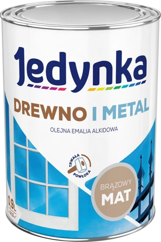 Alkydemalje Jedynka Træ og All-metal brun mat 0,9 l