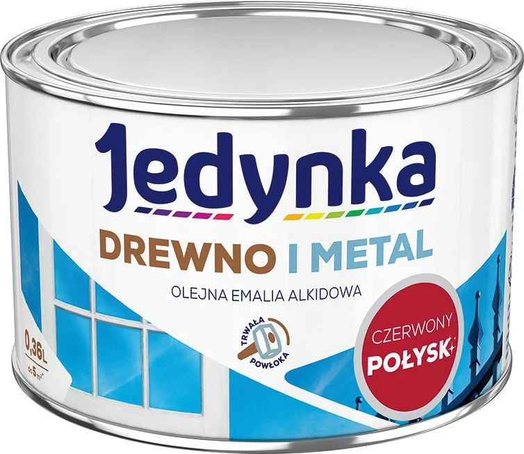 Alkydemalje Jedynka træ og metallic rød blank 0,36 l