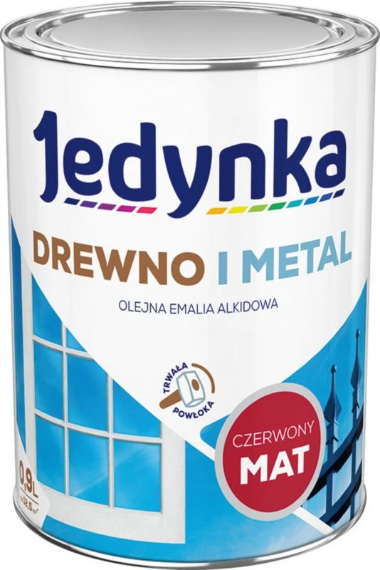 Alkydemalje Jedynka Træ og Metallic rød mat 0,9 l