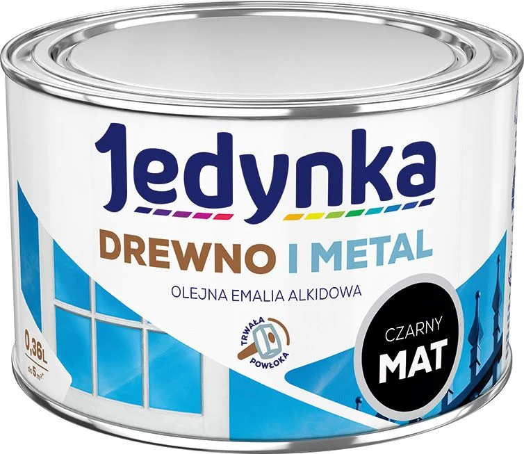 Alkydemalje Jedynka træ og stål mat sort 0,36 l