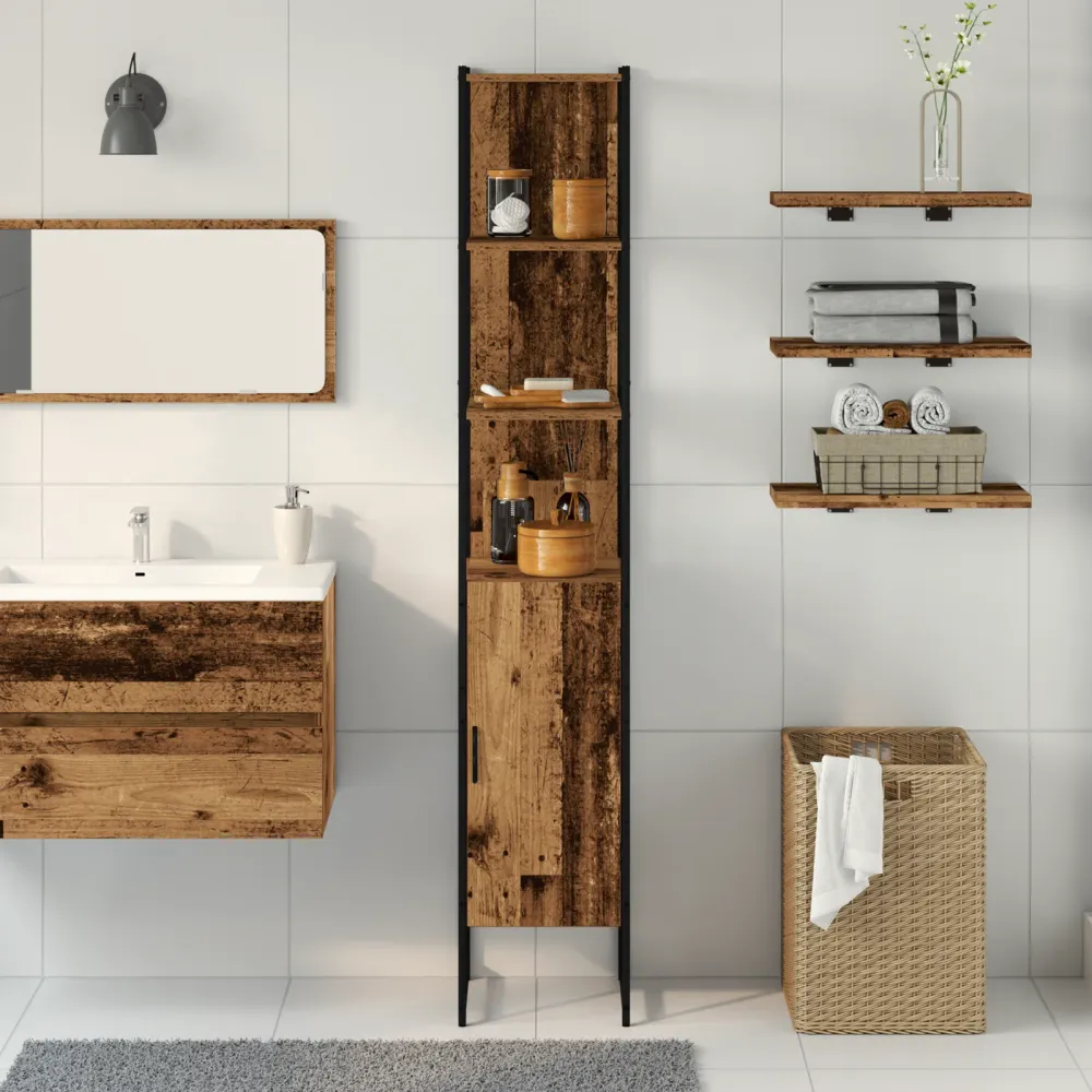Badeværelsesskab Gammelt Træ 33 X 33 X 185.5 Cm Fremstillet Træ
