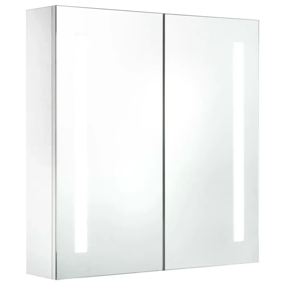 badeværelsesskab med spejl + LED-lys 60x14x62 cm
