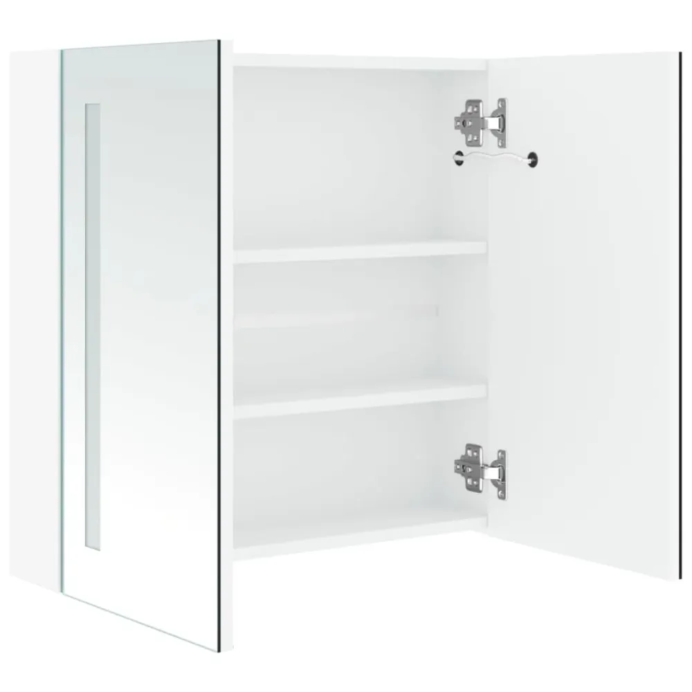 badeværelsesskab med spejl + LED-lys 60x14x62 cm