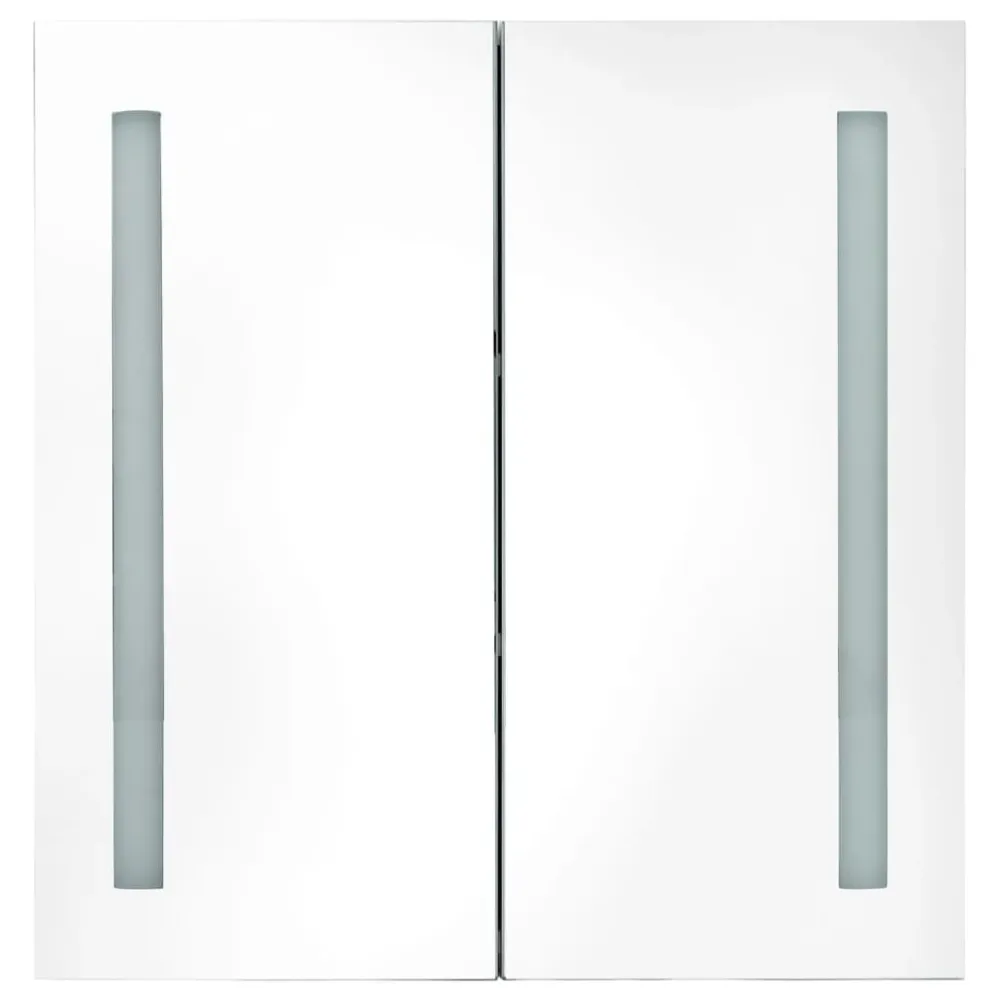 badeværelsesskab med spejl + LED-lys 62x14x60 cm