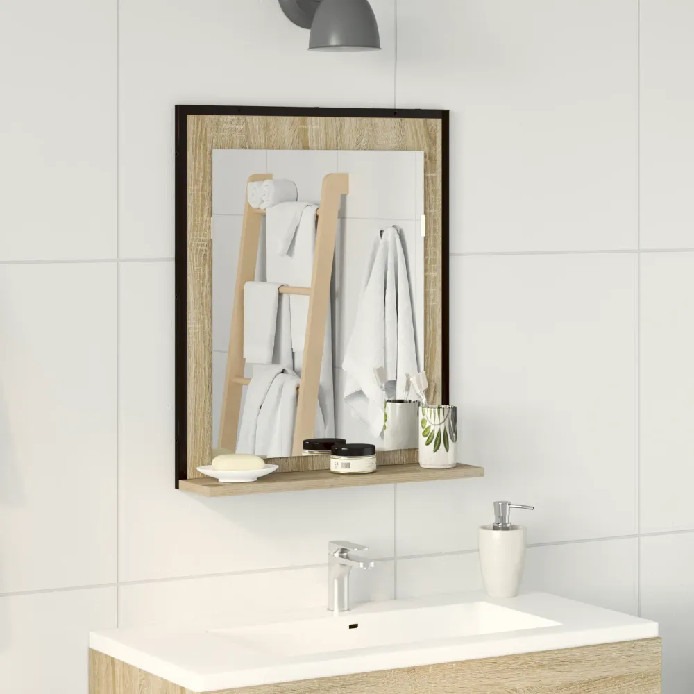 Badeværelsesspejl Ebony 50 X 12 X 60 Cm Konstrueret Træ