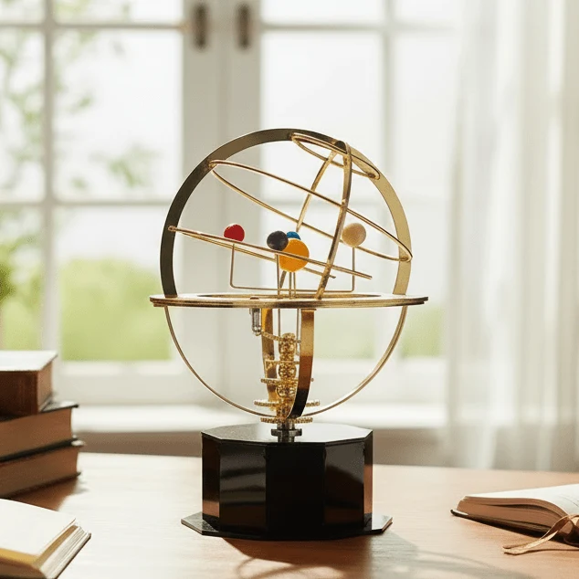 Brass Solar System Model | Manual Rotating Desktop Display