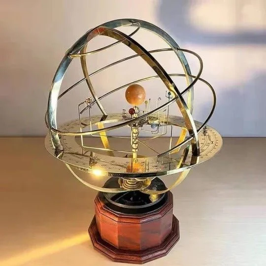 Brass Solar System Model | Manual Rotating Desktop Display