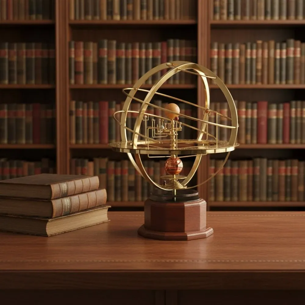 Brass Solar System Model | Manual Rotating Desktop Display