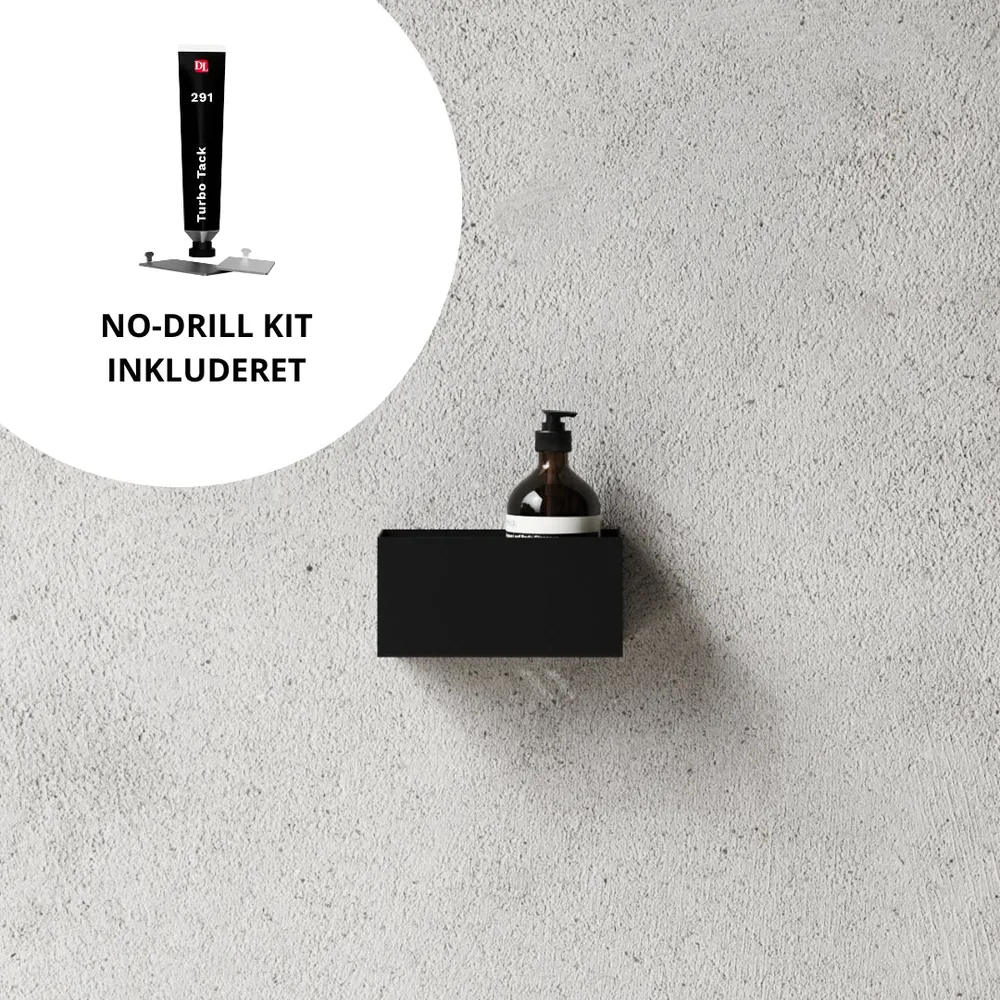 Brusehylde 20cm + No-Drill monteringssæt DIY Projects Sort