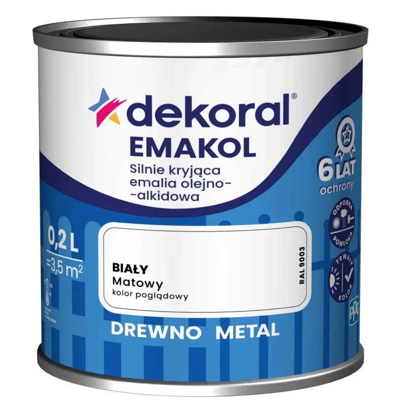 Dekoral Emakol olie-alkyd emalje til træ og metal alabast mat 0,2 l
