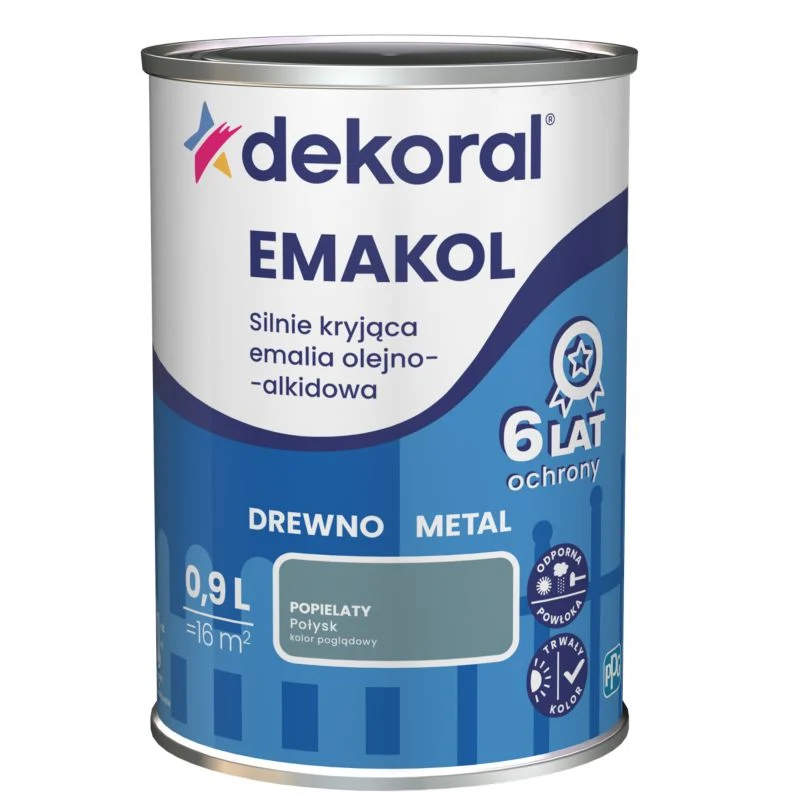 Dekoral Emakol olie-alkydemalje til træ og stål i grå 0,9 l