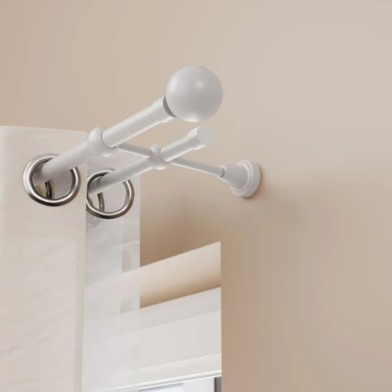 Dobbel gardinstang GoodHome Anafi 19 mm 240 cm pearl kugle