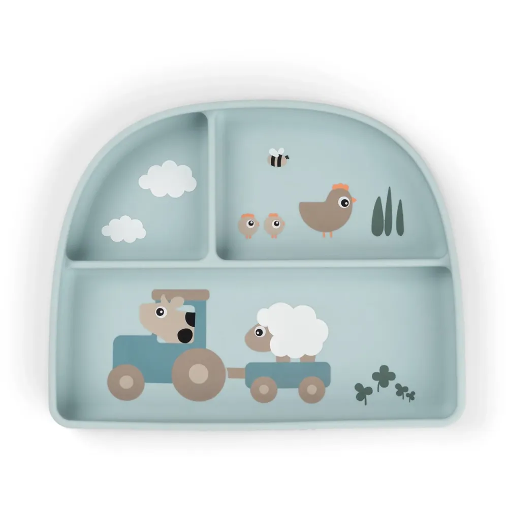 DonebyDeer Small Farm Blue Stick&Stay Inddelt Tallerken