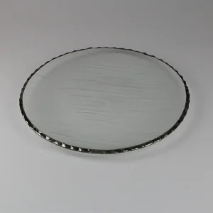 Glas fad med sølvkant 21 cm diam
