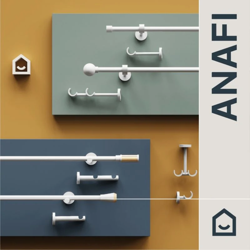 GoodHome Anafi enkelt gardinstang 19 mm 160 cm kegle pearl