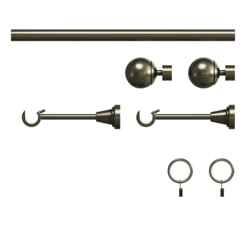 GoodHome Antiki enkelt gardinstang 19 mm 160 cm kugle guld