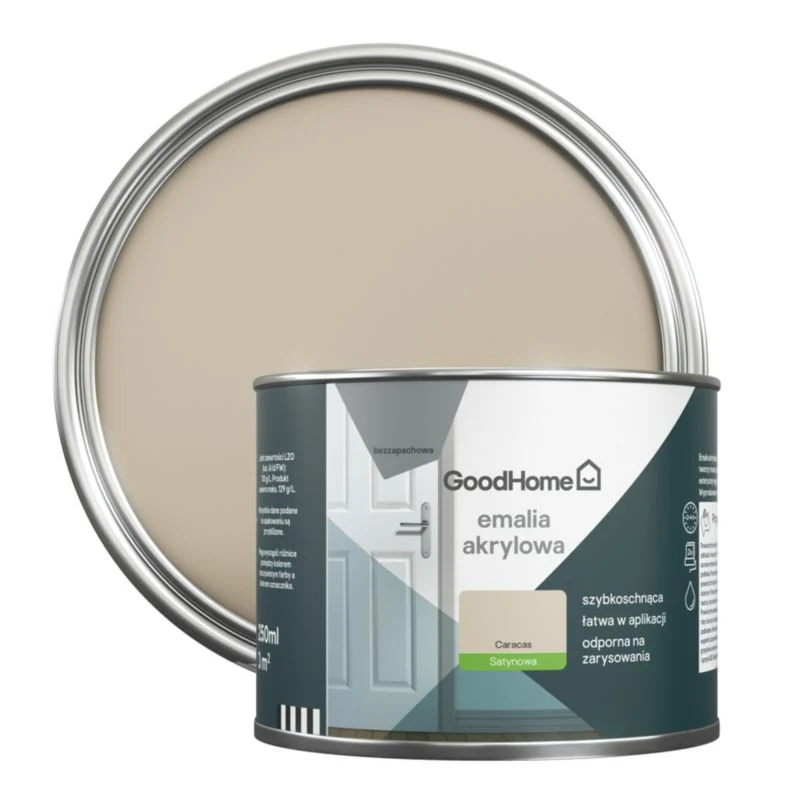 GoodHome Caracas akryl-emalje, pletresistent, 0,25 l Brushed Nickel