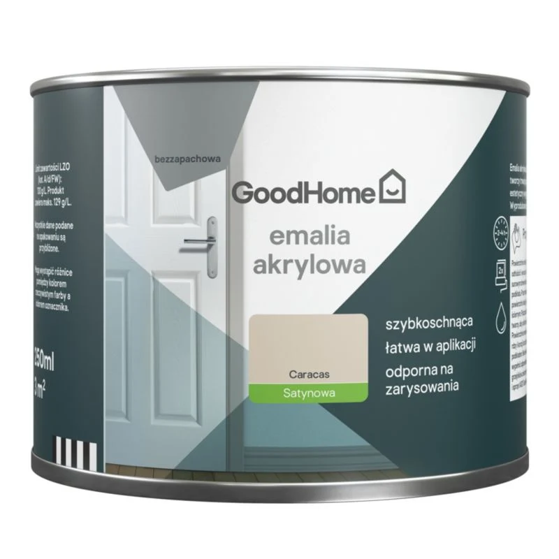 GoodHome Caracas akryl-emalje, pletresistent, 0,25 l Brushed Nickel