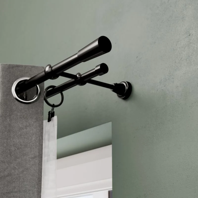 GoodHome Kimlos II enkelt gardinstang 19 mm 240 cm onyx kegle