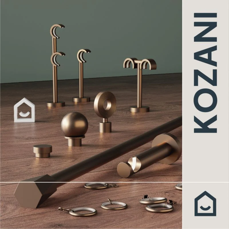 GoodHome Kozani gardinstang 19 mm 240 cm brun