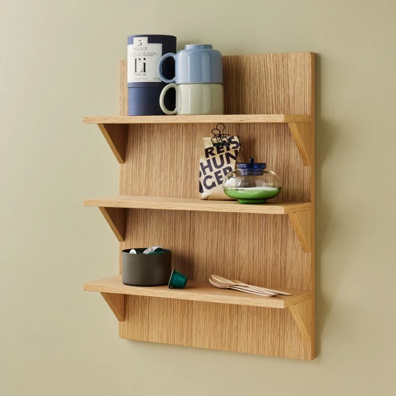 Hübsch Straight hylde i egetræsfiner og MDF 40x14x54 cm