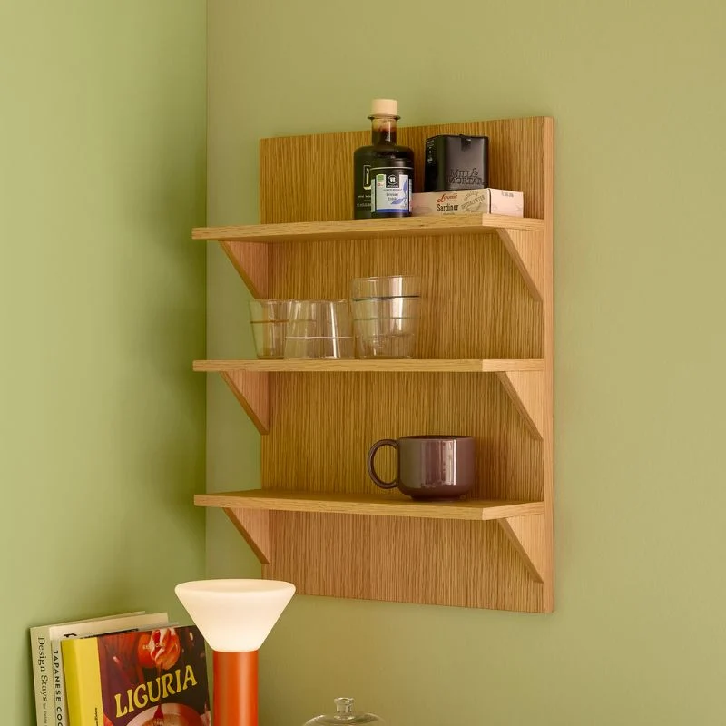Hübsch Straight hylde i egetræsfiner og MDF 40x14x54 cm
