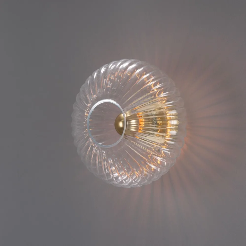High Precision Neith oval reeded glass and warm alloy væglampe MULLAN