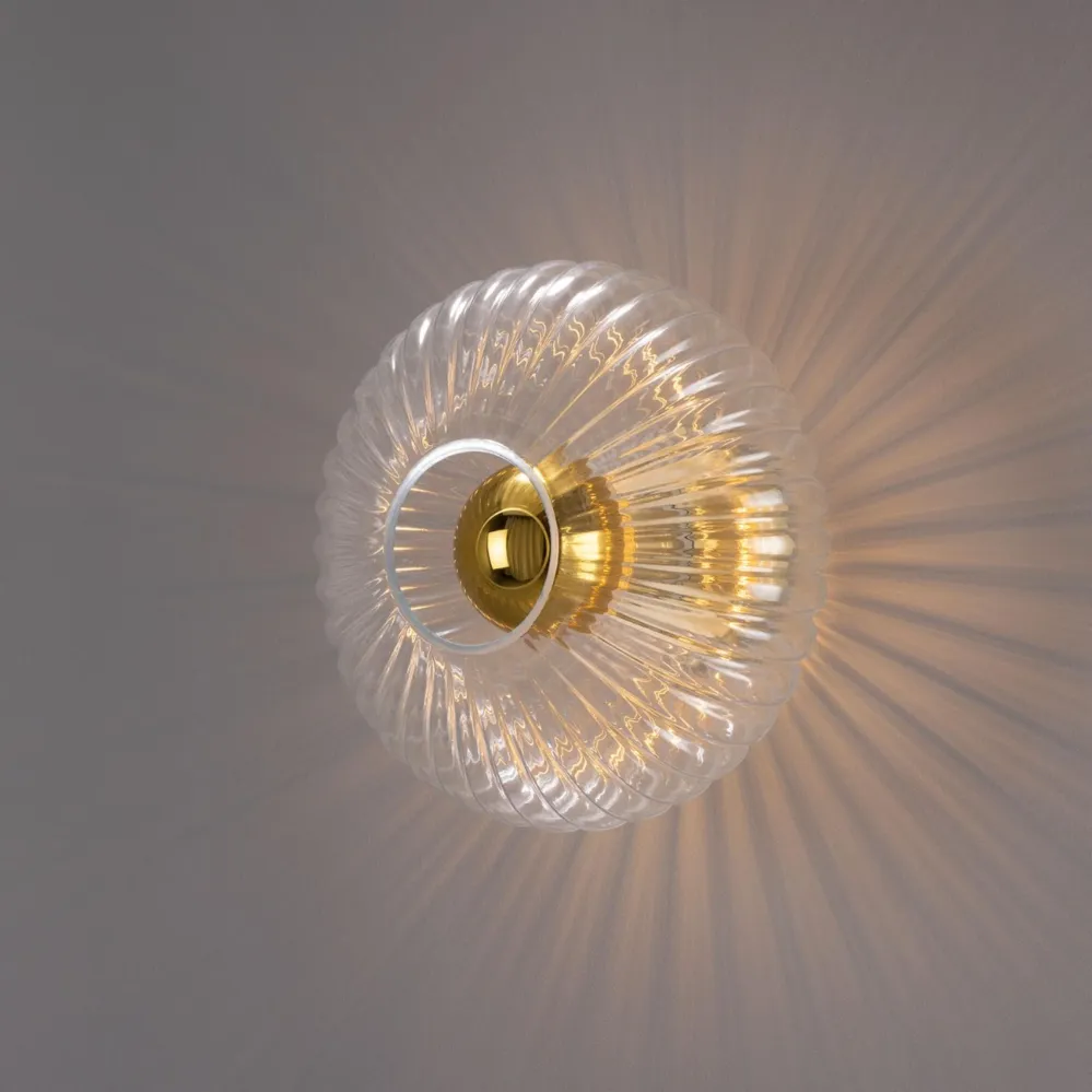 High Precision Neith oval reeded glass and warm alloy væglampe MULLAN