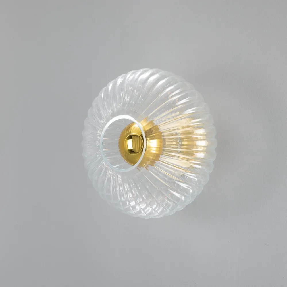 High Precision Neith oval reeded glass and warm alloy væglampe MULLAN