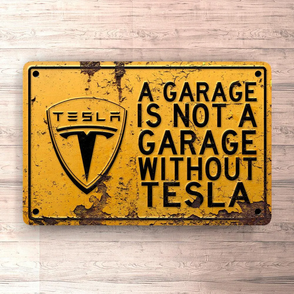 High Precision Tesla Garage Is Not Garage Without Tesla Skilte, Musemåtte, Dørmåtte