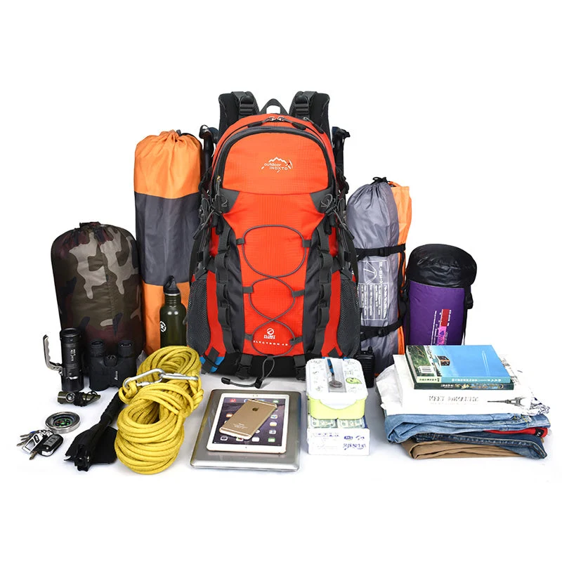 Hiking Backpack 40L | Durable Alpine Design Bungee System Red