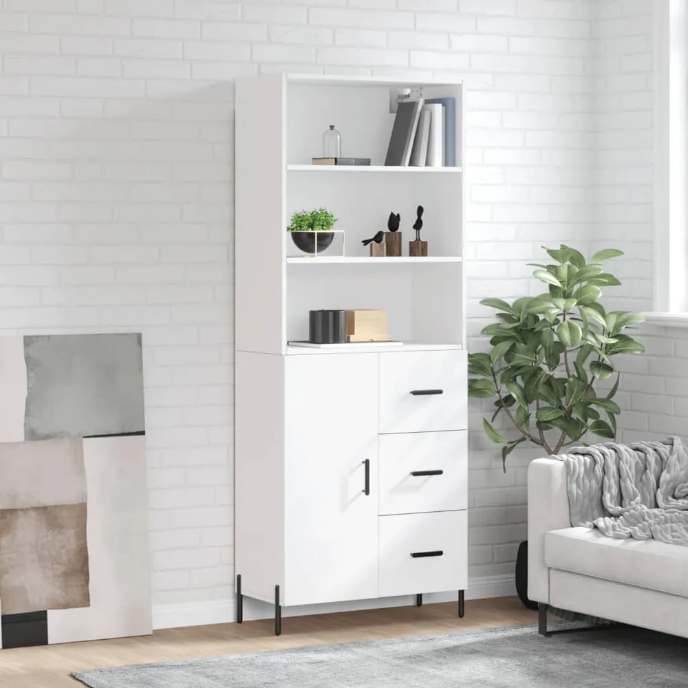 Højskab 69,5X34X180 Cm Manufactured Træ Hvid