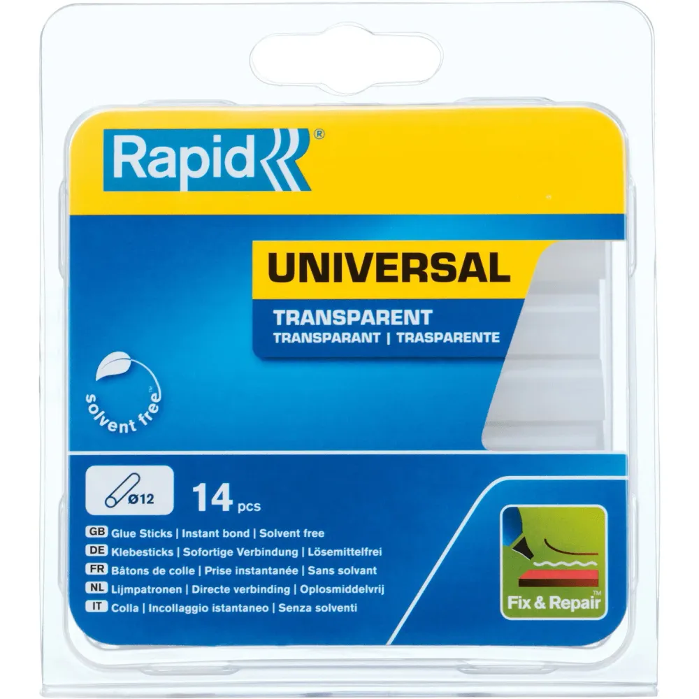 Hurtig limstift 12x94mm transparent 14stk