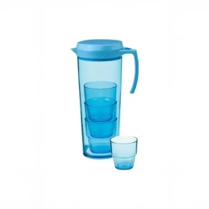 Kande blå med 4 glass 1,6 L GIMEX