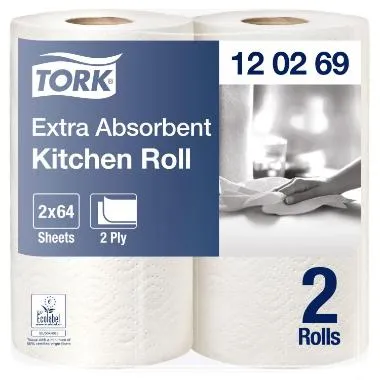 Køkkenrulle Tork Ekstra Plus 2-lag 15.4 m,12 pk x 2 rl/krt