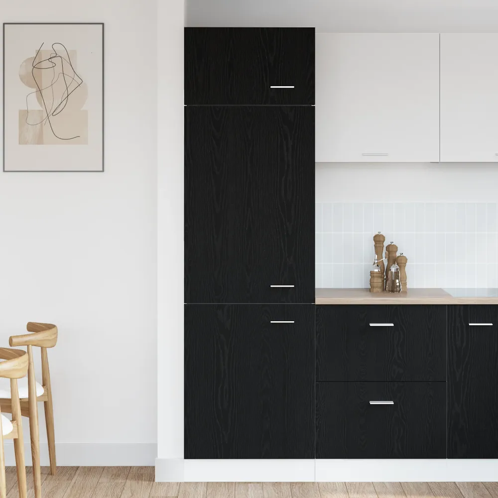 Køleskabsskab Med Dør Midnight Eg 60 X 57 X 207 Cm Konstrueret Træ