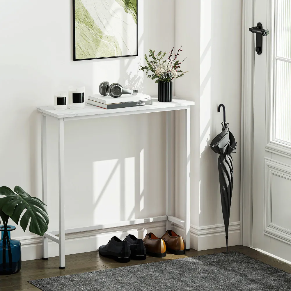 Konsolbord entrebord med justerbare fodpuder, anti-tip 75 x 24 x 76 cm til små rum kridt