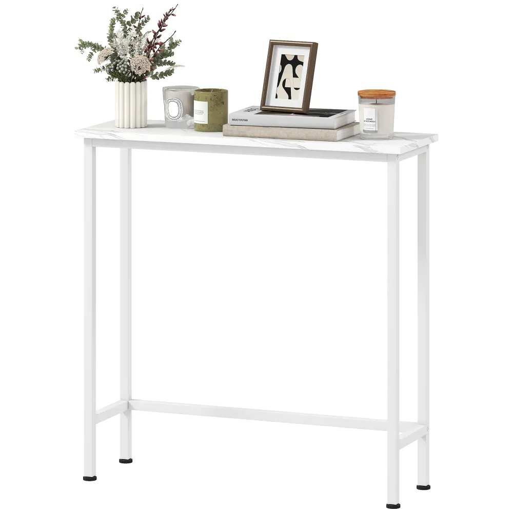 Konsolbord entrebord med justerbare fodpuder, anti-tip 75 x 24 x 76 cm til små rum kridt