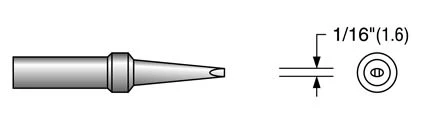 Loddespids 1,6mm skruetr.