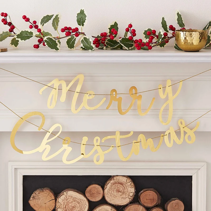 "Merry Christmas" guirlande i guld