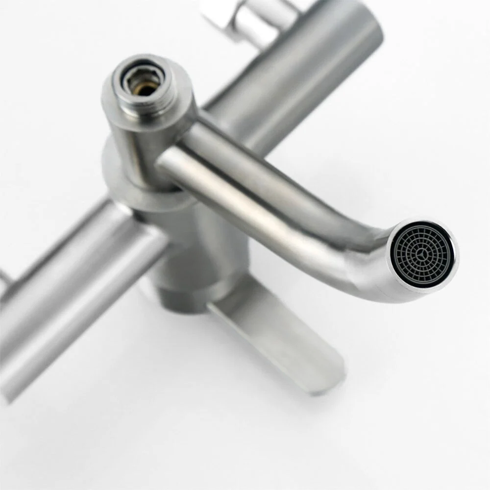 Modern Bath Mixer Tap | Brushed Stainless Steel Design