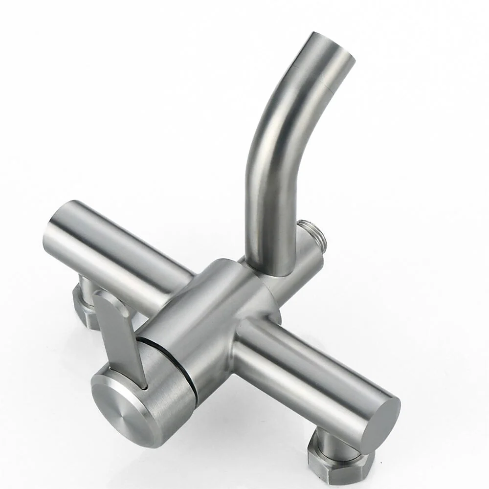 Modern Bath Mixer Tap | Brushed Stainless Steel Design