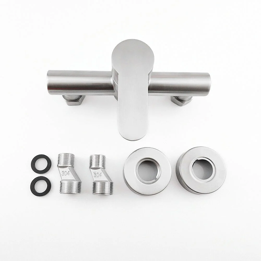 Modern Bath Mixer Tap | Brushed Stainless Steel Design