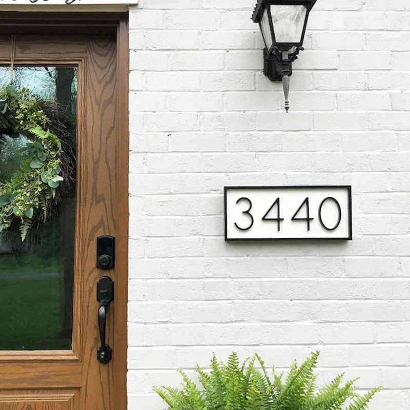 Modern House Numbers | Black Metal Address Plaque