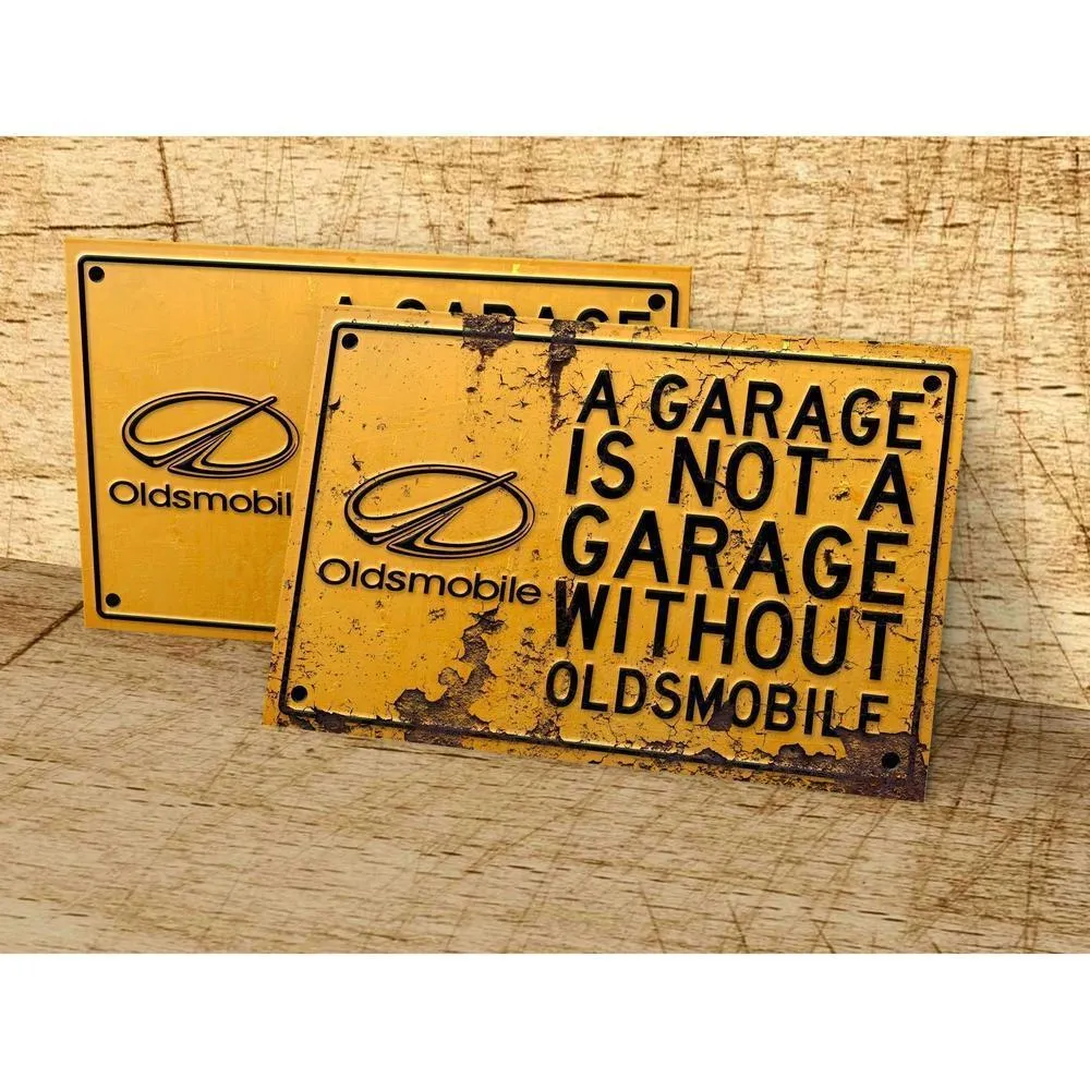 Oldsmobile Garage Is Not Garage Without Oldsmobile Skilte, Musemåtte, Dørmåtte Compatible DeWALT Batteries