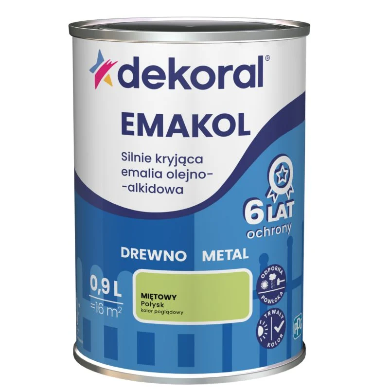 Olie-alkydemalje Dekoral Emakol til træ og all-metal mintgrøn 0,9 l