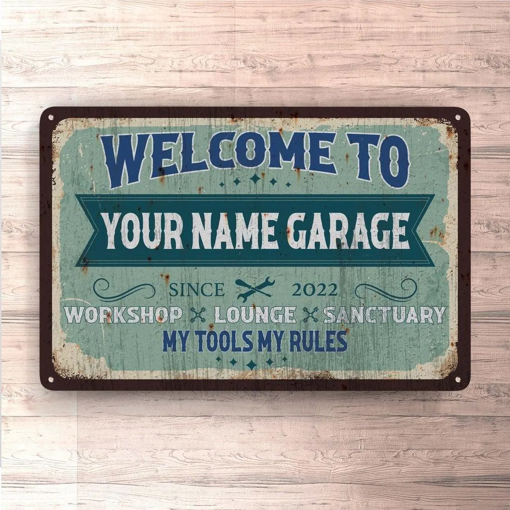 Personlig Til Dig - Din Navn Garage My Tools My Rules - Skilte, Musemåtte, Dørmåtte Industrial Design