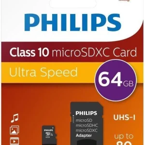 Philips Mini SDXC kort. 64GB klasse 10 UHS-I U1